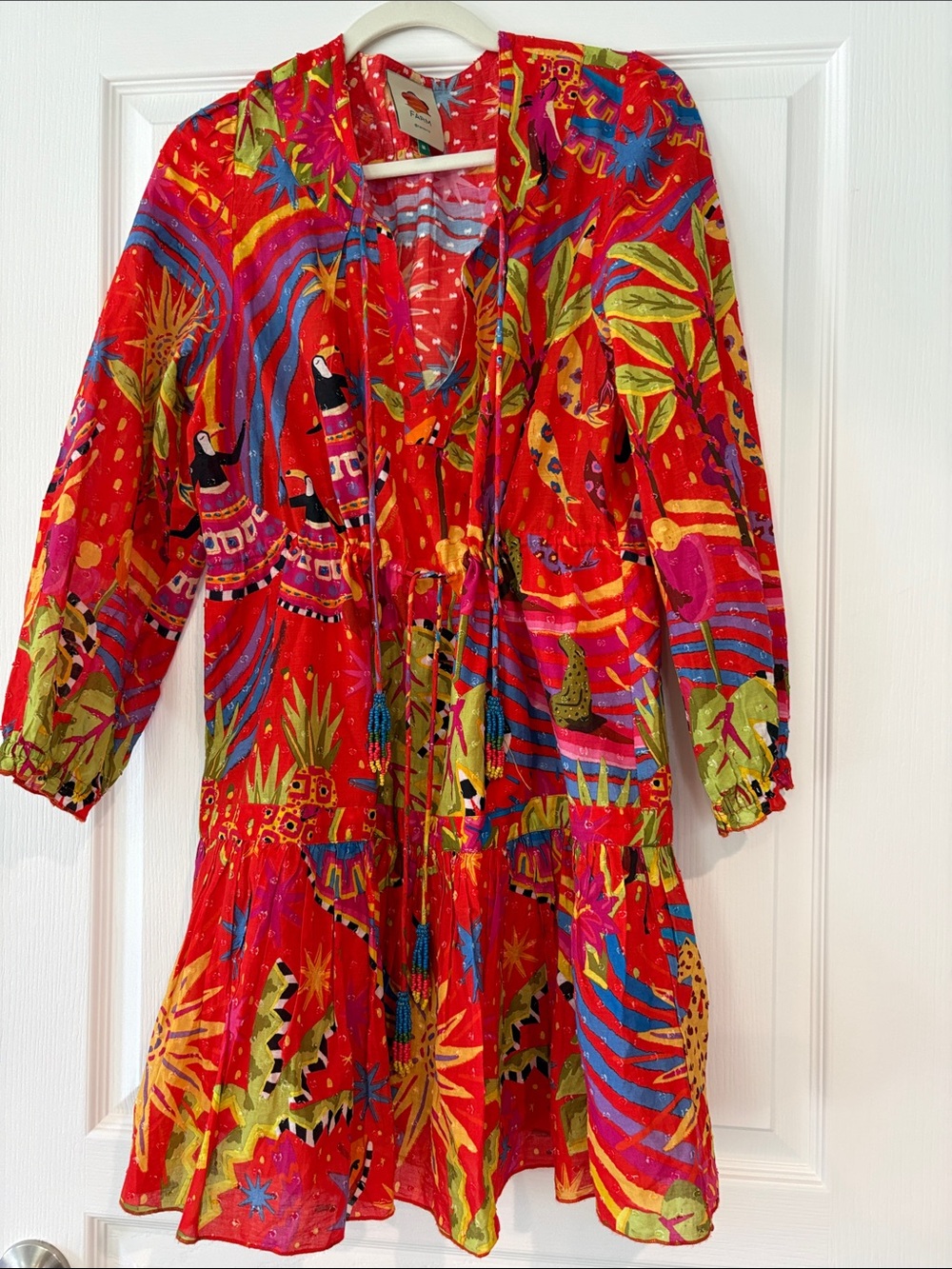FARM Rio Red Multicolor Tropical Print Dress